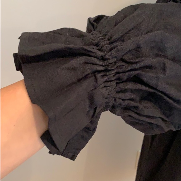 Linen Smocked Long sleeve nap lounge dress Black 🌹 - Picture 11 of 11